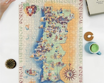 1959 MaÌrio Costa Pictorial Wine of Portugal Map | 1000 piece adult jigsaw puzzle | Jigsaw Puzzle Game for Adults