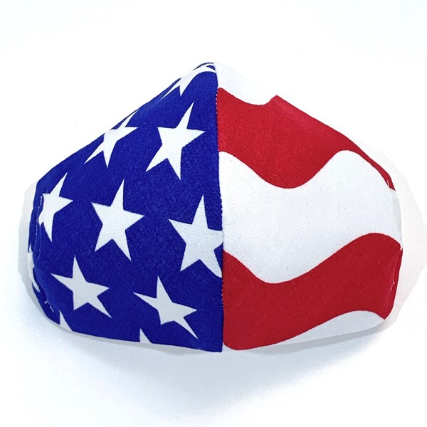 American Flag Face Mask - 4th of July Face Mask - 100% Cotton Triple Layered with Sewn in Filter