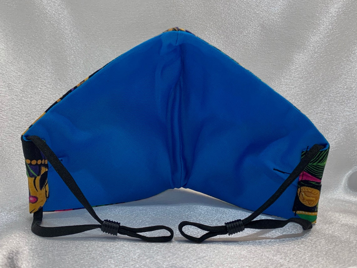 Mardi Gras Face Mask 100 Cotton Triple Layered With Sewn in Filter Etsy