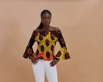 Ankara Print Off-Shoulder Blouse