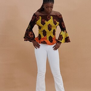 Ankara Print Off-Shoulder Blouse image 2