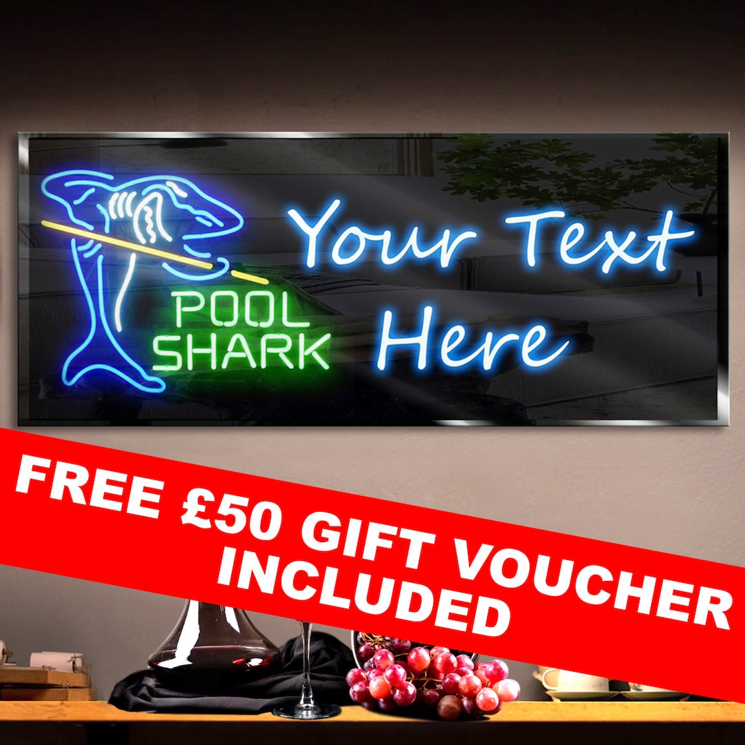 Personalized Pool Shark Neon Sign Animal LED Neon Neon Sign Etsy