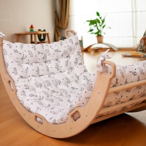 Montessori Climbing Arch with Cushion, Wooden Climber Arch, Indoor Playground, Arch Pillow Set, Kletterbogen, Arche Montessori, Kids Gift