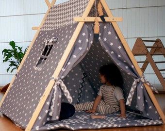 Montessori Tent, Kids Teepees Tent Set with Play Mat, Childrens Play Tent, Foldable & Adjustable