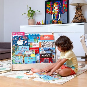 Montessori Wooden Bookshelf for Kids – Nursery Bookcase, Toy Storage Shelf, Toddler Furniture, Christmas Gift for Toddler