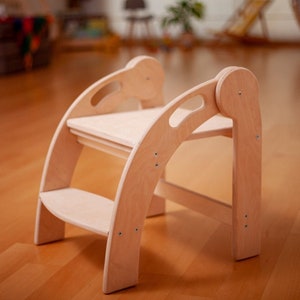 Montessori Wooden Step Stool for Kids, Foldable Wood Stool, Childrens Stool, Christmas gift for toddler