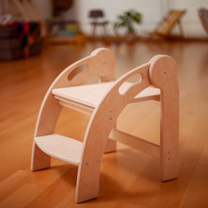 Toddler Stool for Kids, Foldable Wooden Step Stool for Toddler, Montessori Stool