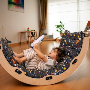 Wooden Climbing Set for Kids, Montessori Materials for Toddler, Wooden Arch Climber Cushion, Toddler Birthday Gift