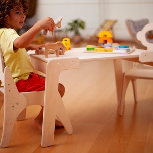 Montessori table and chair set, Wooden chair and table for kids room decor, Black Friday Sale