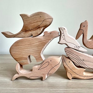 Montessori Animals Wooden Toy Set, Sea Animals, Waldorf Toys, Wooden Figurine Toys, Open Ended Toys, Natural Toys, Educational Toddler Toys