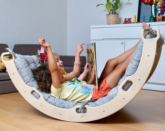 XL arche d'escalade Montessori avec coussin et rampe, décoration en bois pour chambre de bébé, cadeau de Noël pour tout-petit, cadeau unique pour bébé, cadeaux dinosaures pour bébé garçon