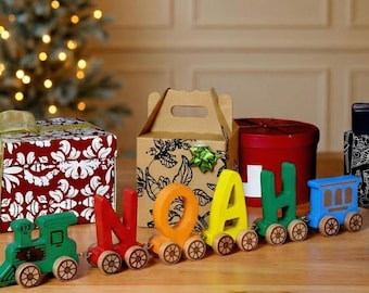 Personalized Name Puzzle Train – Custom Baby Name Puzzle, Baby Shower Gift, Christmas Baby Gift, First Birthday Gift