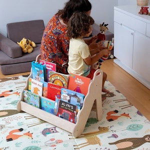 Multipurpose Children&#39;s Montessori Bookshelf, Wooden Kids Furniture, Toy Storage, Nursery Decor, Baby Room Bookshelves, Gift for Toddler