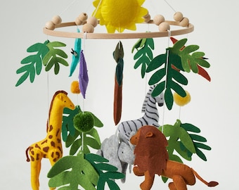 Mobile per bambini Montessori Safari con giocattoli in feltro di alta qualità / decorazioni per la cameretta dei bambini
