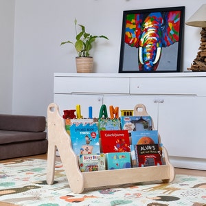 Kids Nursery Bookshelf, Kid Wooden Bookshelf, Montessori Furniture, 3 Size Small Medium Large Kids Bookshelf, Montessori Storage Medium Bookshelf
