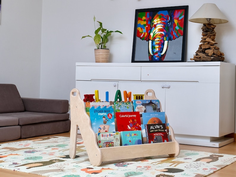 Kids Nursery Bookshelf, Kid Wooden Bookshelf, Montessori Furniture, 3 Size Small Medium Large Kids Bookshelf, Montessori Storage Medium Bookshelf