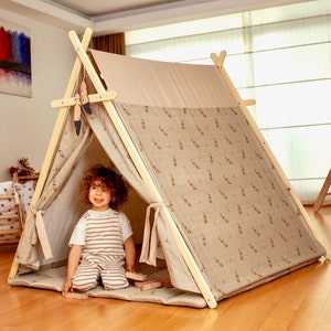Spielzelt für Kleinkinder, Indoor Leinwand sensorisches Tipizelt, Babyspielzelt