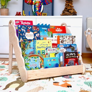 Montessori Wooden Bookshelf for Kids – Nursery Shelves, Baby Bookcase, Kids Room Decor, First Birthday Gift, Montessori Shelf