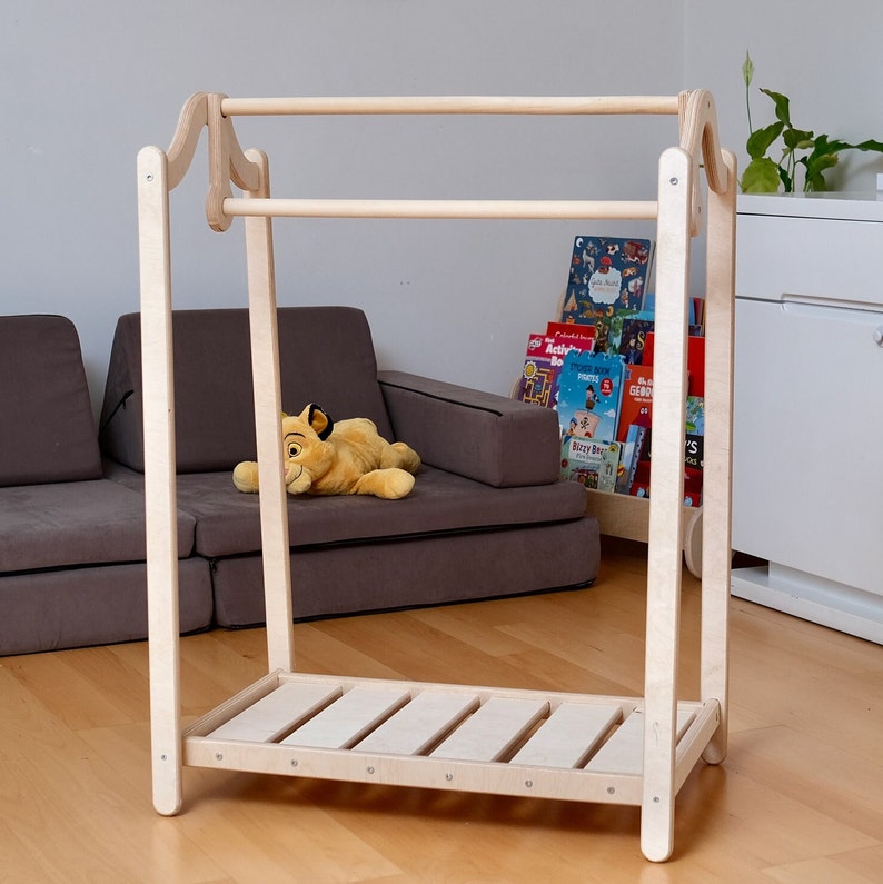Mellow Racks Children Montessori Wooden Kids Clothing Rack, Dress up Storage for Playrooms ...