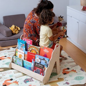 Kids Nursery Bookshelf, Kid Wooden Bookshelf, Montessori Furniture, 3 Size Small Medium Large Kids Bookshelf, Montessori Storage image 4