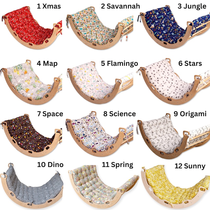 Natural birch plywood climbing set with cushion, perfect toddler gift.