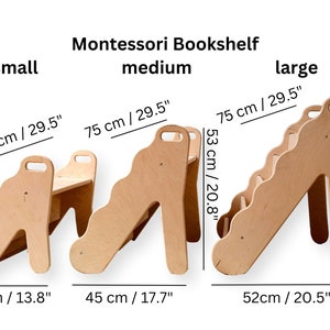 Kids Nursery Bookshelf, Kid Wooden Bookshelf, Montessori Furniture, 3 Size Small Medium Large Kids Bookshelf, Montessori Storage image 10