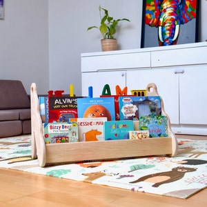 Kids Nursery Bookshelf, Kid Wooden Bookshelf, Montessori Furniture, 3 Size Small Medium Large Kids Bookshelf, Montessori Storage Small Bookshelf