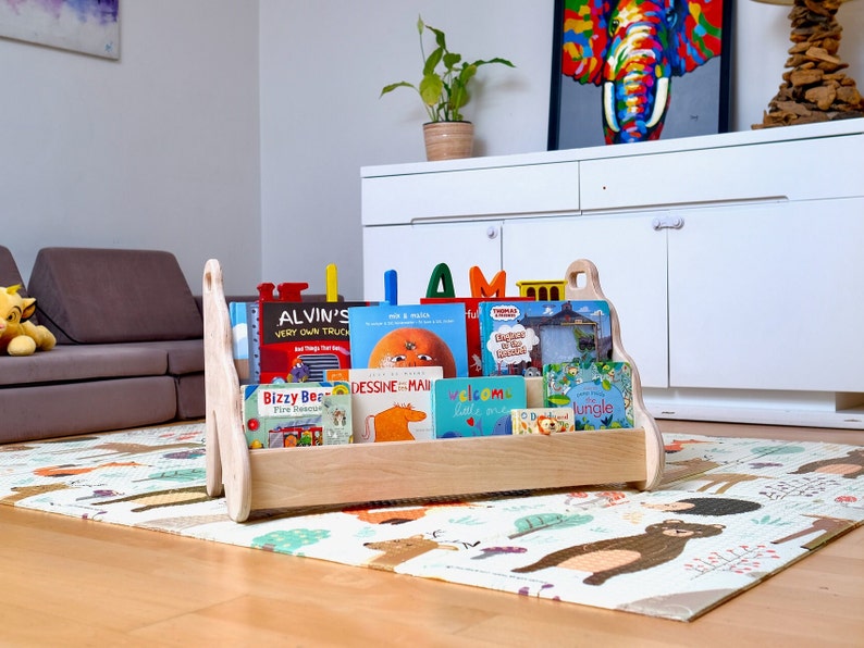 Kids Nursery Bookshelf, Kid Wooden Bookshelf, Montessori Furniture, 3 Size Small Medium Large Kids Bookshelf, Montessori Storage Small Bookshelf