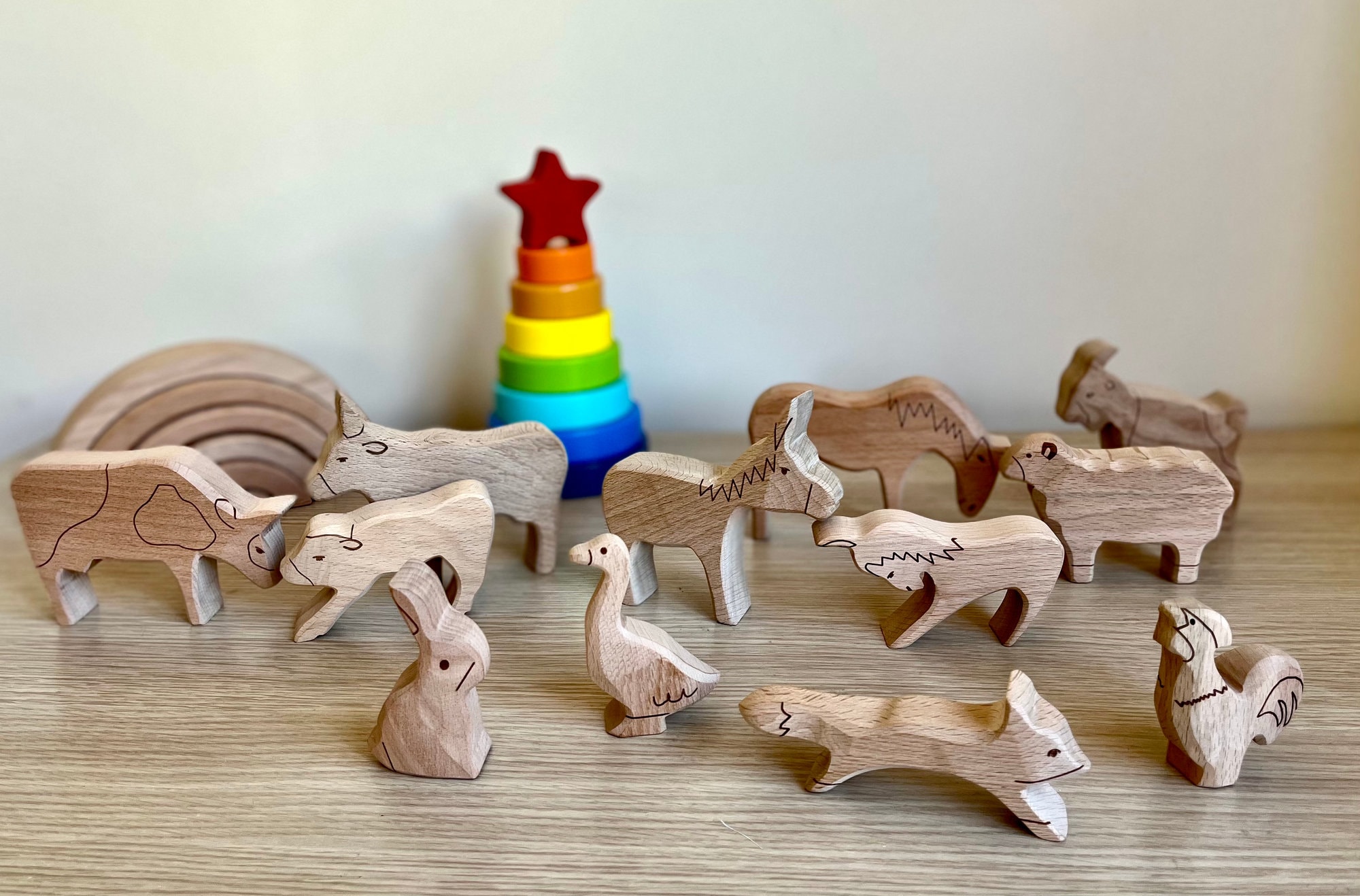 12 Pieces Wooden Farm Animals Set Wooden Animal Figures for - Etsy