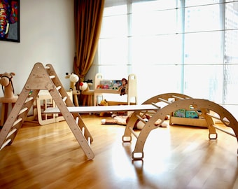 Climbing Furniture for Kids, Indoor Jungle Gym for Toddler, Gift for Kids, Wooden Climber, Swedish Ladder
