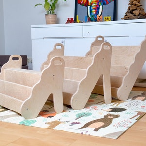 Kids Nursery Bookshelf, Kid Wooden Bookshelf, Montessori Furniture, 3 Size Small Medium Large Kids Bookshelf, Montessori Storage image 9