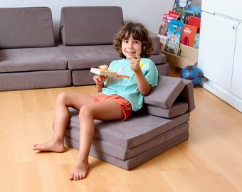 Transformable Play Mat for Toddlers, Multipurpose Kids Couch and Foam Play Set, Montessori Floor Cushion