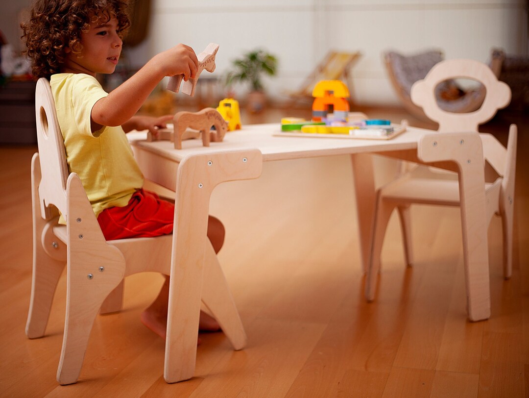 Kids Play Table and Chair, Rocket and Astronaut Design Toddler Chair