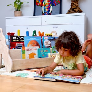 Kids Nursery Bookshelf, Kid Wooden Bookshelf, Montessori Furniture, 3 Size Small Medium Large Kids Bookshelf, Montessori Storage image 6