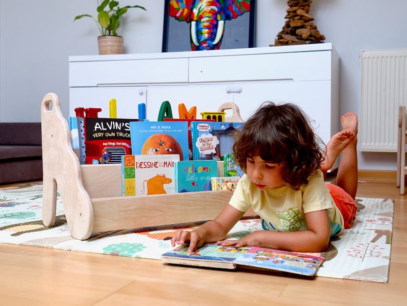Kids Nursery Bookshelf, Kid Wooden Bookshelf, Montessori Furniture, 3 Size Small Medium Large Kids Bookshelf, Montessori Storage image 6