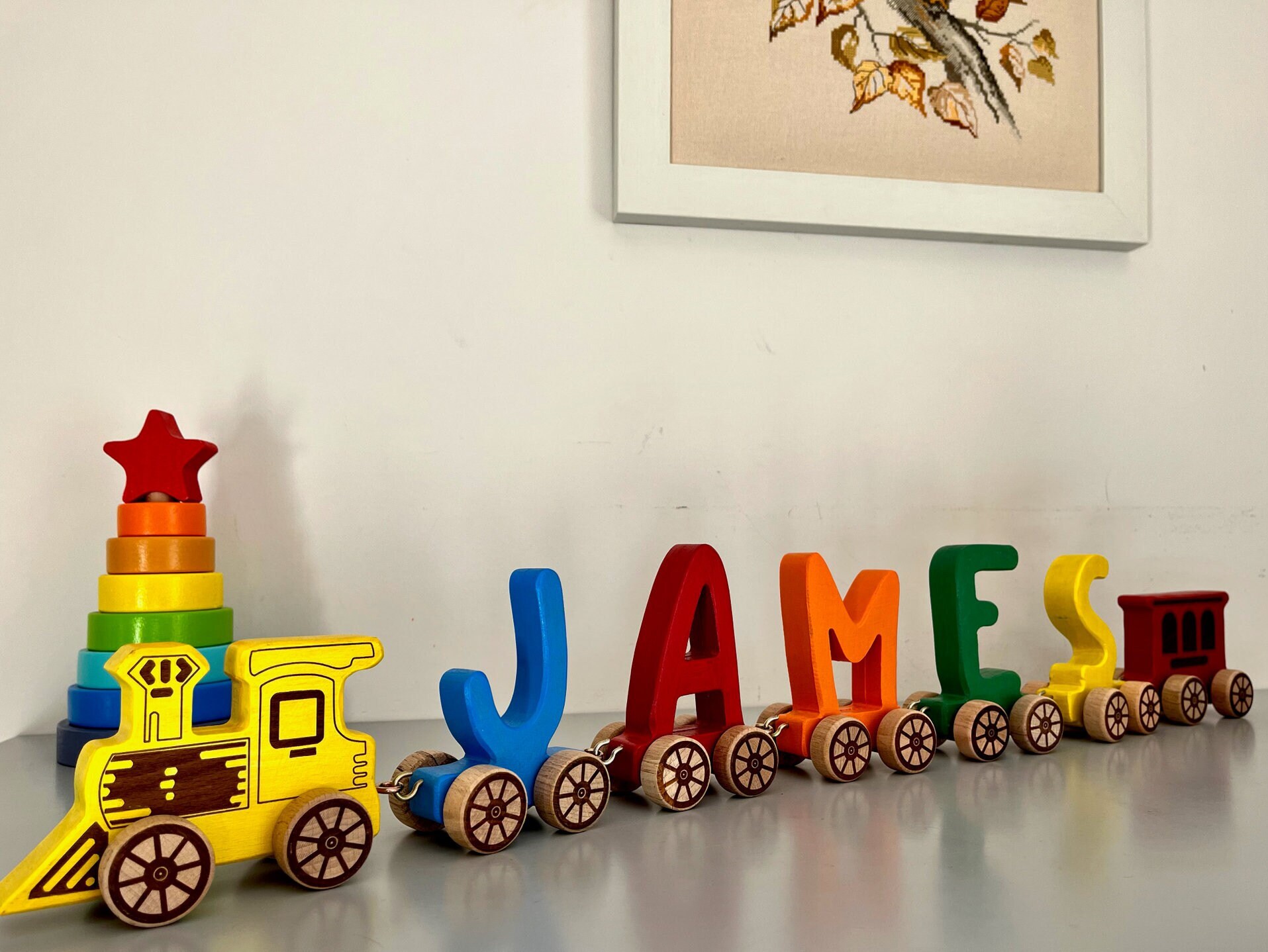 Train Letter Rack Personalized Wooden Letter Train for Babies, First Christmas Gift for ...