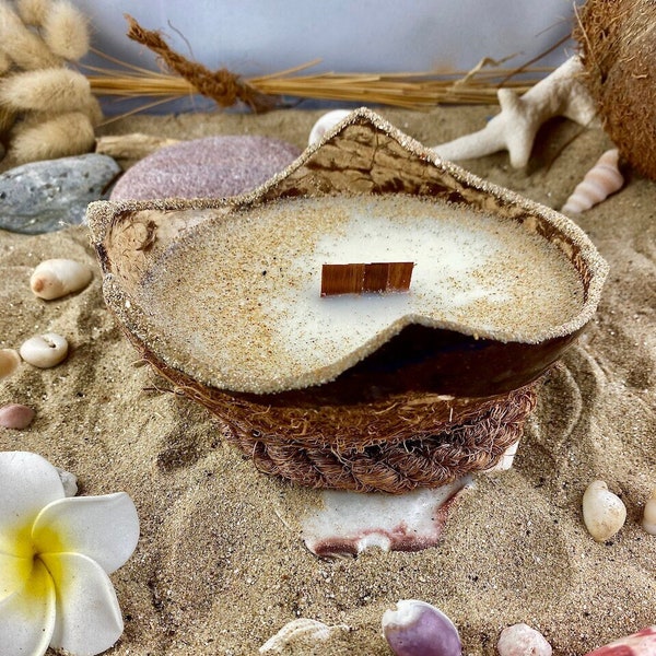 Bougie Naturelle Parfum Monoï de Tahiti, à la Cire de Soja et Mèche en Bois. My Coco Candle