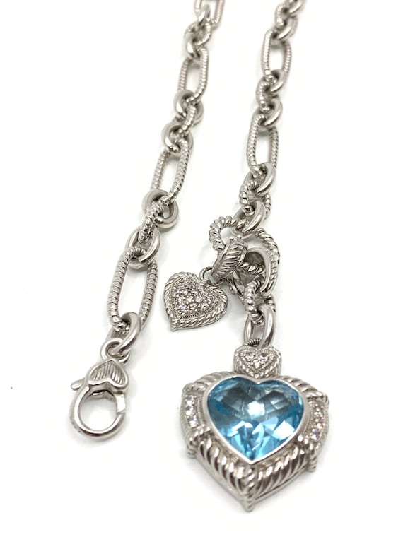 Sterling Silver Blue Topaz and CZ Pendant Necklace Sterling Silver Blue Topaz and CZ Pendant Necklace