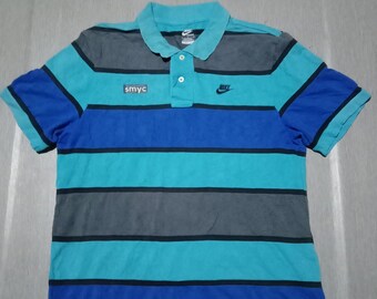Vintage Nike Polo Shirt Navy Blue Stripes Size M 80s Vintage - Etsy