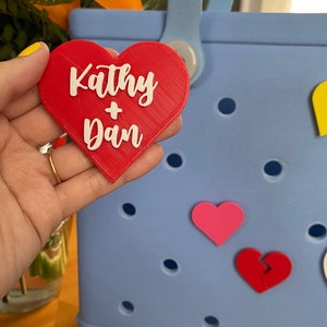 Breloque coeur pour sac Bogg, personnalisez votre sac, Jibbitz pour sac Bogg, coeur pixel imprimé personnalisé, accessoires de sac personnalisables