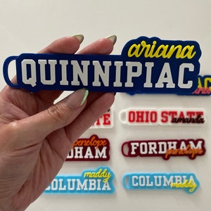 Personalized College Name Tag, College Acceptance Gift, University announcement, College Keychain, High School Graduation Gift, Backpack Tag