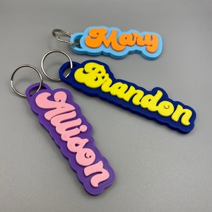 Retro Name Keychain, Custom Bag Tag, BACK TO SCHOOL name tag, Backpack name tag, Custom Zipper Pull