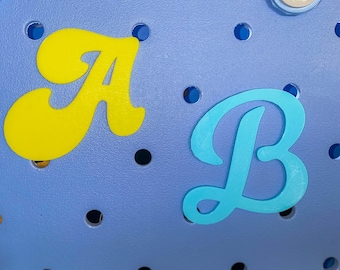 Custom Boglet Charm Letter | Groovy Cursive Font Monogram | Personalized Bogg Bag Button Accessories | 3D Printed Initial Beach Bag Bit