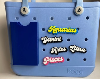 Zodiac Sign Bogg Bag Charm | Astrology Horoscope Initial Letter | 3D Printed Beach Bag Accessories | Birthday Gift for Women Teen Girls