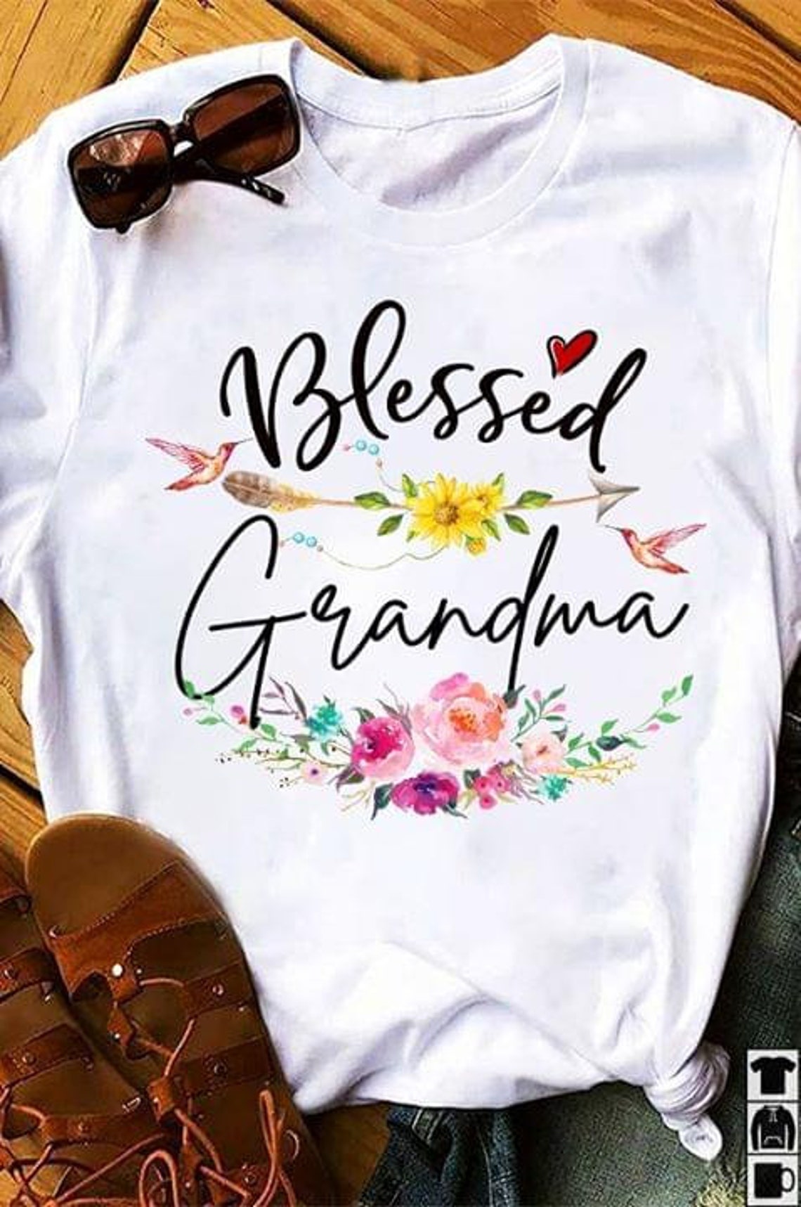 Grandma Flower Floral Blessed To Be Called Grandma Shirt Gift Etsy