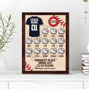 Personalized Baseball Coach Wooden Sign, Baseball Team Gift For Coach, Coach Appreciation Gift, End of Season/Year, Sport Lover Gift