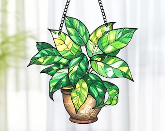 Monstera Leaves Suncatcher, Monstera Plant Suncatcher Ornament, Plant Acrylic Window Hanging Art Decor, Home Decoration