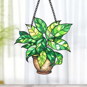 Monstera Leaves Suncatcher, Monstera Plant Suncatcher Ornament, Plant Acrylic Window Hanging Art Decor, Home Decoration