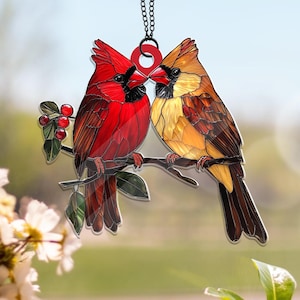 Red Cardinal ACRYLIC Suncatcher, Cardinal Bird Suncatcher Decor, Cardinal Gifts For Her, Window Hangings, Housewarming Gift