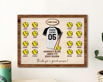 Personalized Softball Coach Wooden Sign, Softball Team Gift For Coach, Coach Appreciation Gift, End of Season/Year, Sport Lover Gift